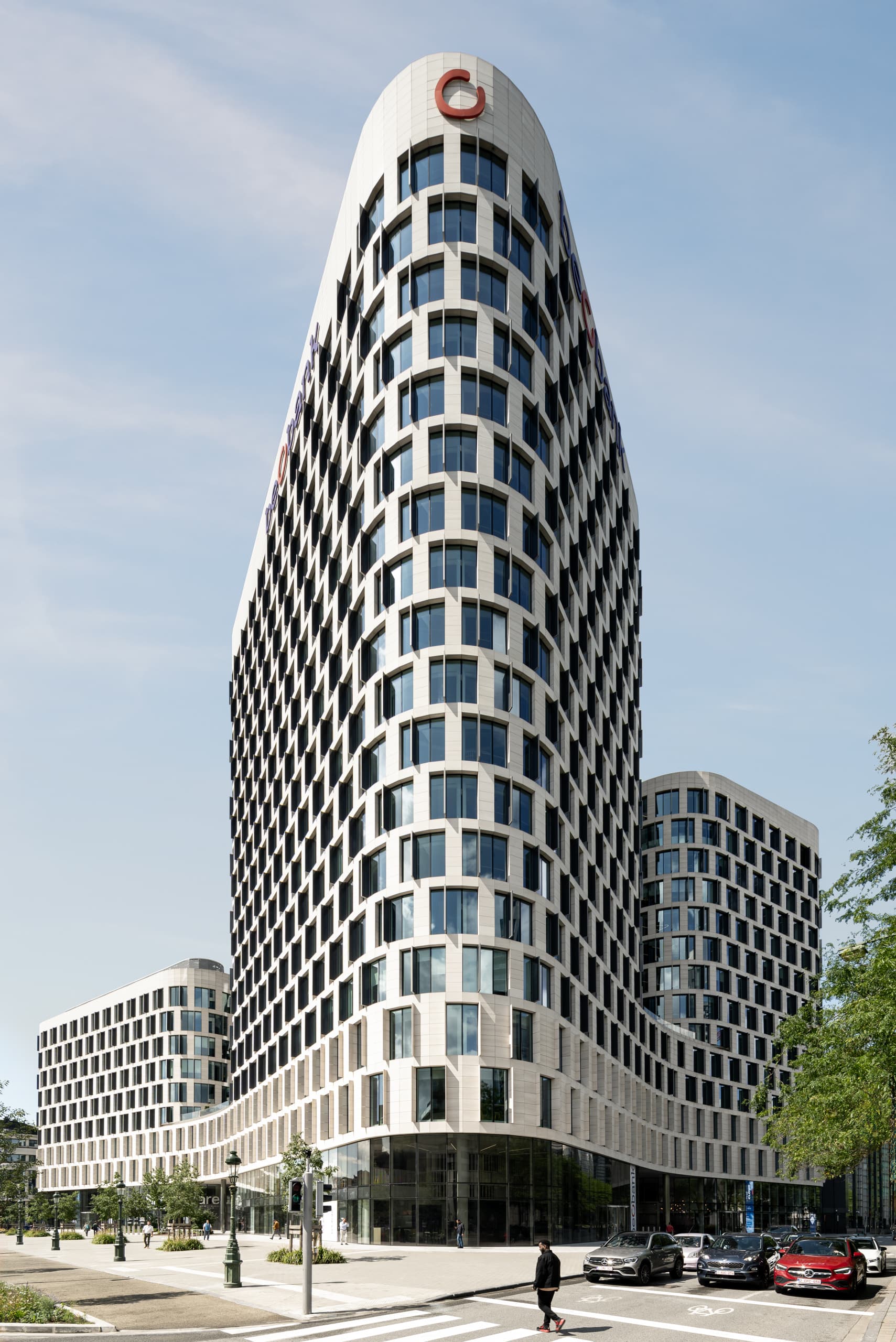 Exterior view, Quatuor Brussels, contemporary office building complex, by Andrius Gudelis